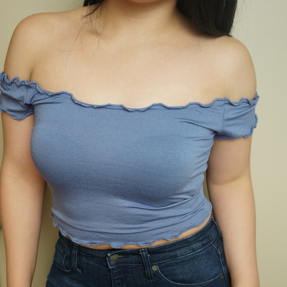 denim blue crop top